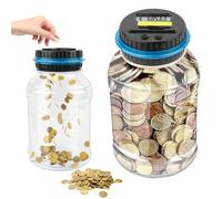 Hucha Digital Electrónica Con Pantalla LCD - Grande 1,8L para Adultos y Niños, Contador de Monedas Transparente Automático