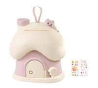 Hucha divertida y funcional, diseño adorable de casa con ranura para monedas de fácil acceso y cerradura de llave (rosa-A)