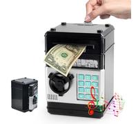 Hucha Electrónica ATM Juguete para Niños - Mini Cajero Electrónico para Monedas con Bloqueo de Contraseña & Automático de Dinero Cumpleaños Niños y Niñas Regalos(Negro)