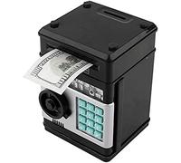 Hucha electrónica en Efectivo, Caja de Seguridad, Caja de Seguridad, cajero automático, Ahorro de Banco, Regalos de cumpleaños para niños, Caja de Banco Segura de Dibujos Animados (Negro)