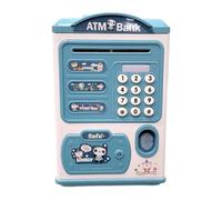 Hucha electrónica for niñas y niños, Bonita Hucha de Gran Capacidad con contraseña Personal y desbloqueo de Huellas Dactilares, sin batería(BLU)
