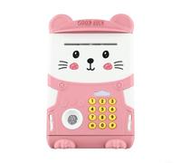 Hucha electrónica grande con función ATM, sensor de huellas dactilares y alimentación automática, sistema de contraseña segura para niños para educación financiera de ABS (rosa claro)