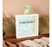 Hucha Hola Bebé – Regalo en dinero para el nacimiento | Schmatzepuffer
