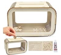 Hucha, Huchas Personalizadas, Hucha de Madera, Cerdo Ahorro Reutilizable Caja de Ahorro con Nombre, Caja de Ahorro DIY de Acrílico con Letras Personalizadas A-Z Alfabeto Decoración de Regalo