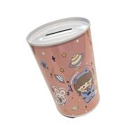 Hucha Lata Infantil Astronauta, Cohete, Planetas, Naves, Estrellas, Imaginación. Huchas Originales de Lata. Hucha Lata Barata para niños, niñas. Hermoso Diseño, Regalo (Hucha Astronauta Rosa)