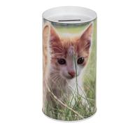 Hucha Lata Infantil Cachorros Perros y Gatos. Huchas Originales de Lata con Tapa. Hucha Lata Barata para niños Que se Puede Utilizar también como Bote para lápices. (Gatito Blanco)