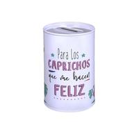 Hucha Lata Mensaje, Frases Positivas Niños y Adultos, Amor, Sueños, Dieta, Viaje, Trabajo. Huchas Originales de Lata, Regalo. (para los Caprichos Que me Hacen Feliz, 13x9)