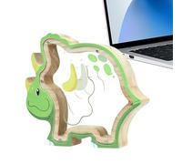 Hucha - Madera 19x17,9x2,8cm | Tarro De Monedas De Dinosaurio De Madera | De Ahorros De Diseño Transparente para Niños, Decoración del Hogar, Ahorro De Dinero, Juego Educativo Y Uso De Finanzas P