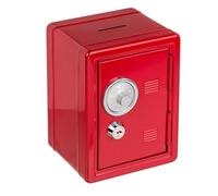 Hucha Metal con Forma Caja Fuerte. Huchas Originales Infantiles Resistente con Llave. Hucha Caja Fuerte Niños (Rojo)