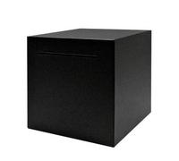 Hucha negra de acero inoxidable, hucha no se puede abrir, 12 x 12 x 12 cm, hucha para monedas y billetes para adultos y niños