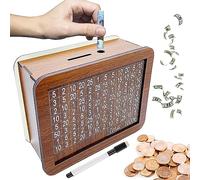 Hucha para Ayudar a Los Niños a Desarrollar el Hábito de Ahorro,Hucha Madera con Objetivos de Ahorro y Cifras para Comprobar,Hucha con Contador para Decorar de Madera -1000 €