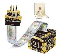 Hucha para dinero en efectivo, caja de regalo de feliz cumpleaños con tarjetas de cumpleaños 3D, regalos de cumpleaños 21 para él, decoraciones de cumpleaños