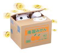 Hucha para niños: hucha que roba el gato, divertida decoración para ahorrar en estilo cajero automático | Función de almacenamiento automático de monedas, fomenta el ahorro 'abitu