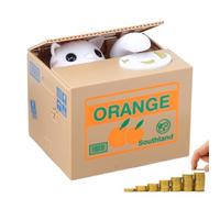Hucha para niños: hucha que roba el gato, divertida decoración para ahorrar en estilo cajero automático | Función de almacenamiento automático de monedas, fomenta el ahorro 'abitu