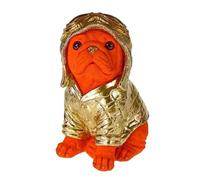 Hucha para perros, diseño de piloto, color naranja, figura decorativa de perro de poliresina (modelo - piloto)