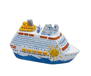 Hucha para vacaciones, diseño de barco de crucero, color blanco, 20 x 11 cm, de poliresina, para viajes, bodas, cumpleaños, viajes en barco, barco, viaje, verano, vacaciones, mar