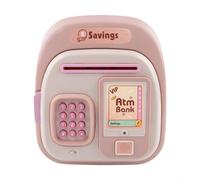 Hucha protegida por huellas dactilares con diseño espacioso para enseñar a los niños a ahorrar dinero (rosa-A)