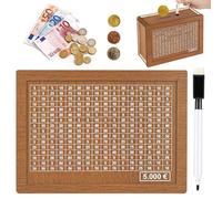 Hucha Retro Retro Hucha de Madera con Contador Caja de Ahorros de Madera Caja de Dinero con Objetivo Ahorro y Números para Marcar con bolígrafo Ayuda a los niños a Ahorrar el hábito (5000€)