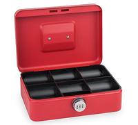 Hucha Sax con cerradura de combinación, cerradura extra fuerte, 25 x 18 x 9cm, Grande, Rojo, 0-823-13