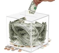 Hucha Transparente de Acrílico Caja de Ahorros Bote de Ahorro para Niños y Adultos