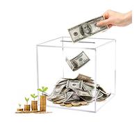 Hucha Transparente, Hucha de Acrílico, Huchas Originales para Adultos, Niños, Hucha de Seguridad, Solo Puede Salvar la Alcancía Que no se Puede Sacar, Alcancia para Banco de Billetes de Dólar (L)