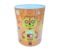 Huchas Originales para Niños. Hucha Infantil Lata. Hucha Lata Grande XXL (Robot Naranja, 16x12)