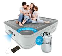 Huddle Never Deflate™ Luxury Colchón Inflable King Size, Ganador del Good Housekeeping 2025, con Hinchador Dual SlumberGuard™, firmeza Ajustable, Bomba integrada y luz Nocturna USB.