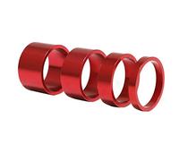 HuddleGlow 4Pcs / Set 5/10/15/20Mm Auriculares de Aleación de Aluminio Stem Spacer 28.6Mm Tapa de Arandela de Horquilla para Ciclismo de Carretera, Rojo