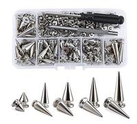 HuddleGlow 70 Juegos de Pinchos y Tachuelas de Forma Mixta Plateada Kit de Remaches de con Pinchos de Cocodrilo para Ropa Zapatos Cinturones DIY