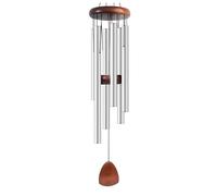 HuddleGlow Campanas de Viento de Metal Plateado, Campanillas de Viento de Aluminio, 6 Varillas, Decoración del Hogar, Jardín Al Aire Libre, Patio