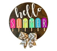 HuddleGlow Señal de Temporada 3D, Señal de, Decoración de Temporada, Señal de Verano, Señal de Puerta de Redonda de Granja para Colgar Decoración del Hogar