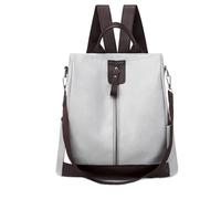 HUDFVIOI Bolso Mochila Mujer Mochila multifunción de cuero PU suave for mujer, mochilas escuela for niñas gran capacidad, mochila femenina para Universidad(Light gray)