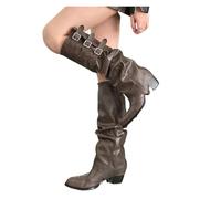 HUDFVIOI Botas Altas para Mujer Botas de motocicleta vintage estilo gótico punk de Wasteland(Dark brown,36)