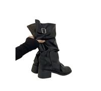 HUDFVIOI Botas Altas para Mujer Botas de mujer hasta la rodilla con plataforma y tacones, tendencia punk, gótica y rock de cuero.(Black,35)