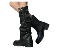 HUDFVIOI Botas Altas para Mujer Botas vaqueras vintage estilo gótico punk de Wasteland(Black,36)