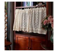 HUDFVIOI Cortina Corta Cortinas Cortas de Encaje Tejido a Dos Aguas, Ideales for armarios Cocina, baños, Puertas para Ventanas Dormitorio Blackout(W100xH60 cm)