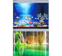 HUDFVIOI Fondo Acuario Fondo de Acuario, Pegatina 3D, decoración de Carteles, pecera, Plantas oceánicas, Paisaje de Doble Cara, Accesorios de Adorno for Acuario para decoración(Model B,30x52cm)