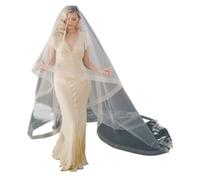 HUDFVIOI Velo Novia Velo de novia sin peine Velos una capa(Champagne,150cm)