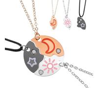 Hudiepan 3 Piezas Conjunto de Collares de Amistad Colgantes, Collar de Amistad Para 3, Estrella y Sol y Luna, Colgantes Mujer Plata Oro Negro, Para Mejor Niña Siempre Regalo de Cumpleaños Colgante