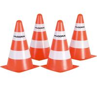 HUDORA Conos - 4 Unidades - Conos de Tráfico Apilables en Naranja/Blanco - Conos de Alta Calidad - 23 cm de Alto & 14 cm de Ancho - Conos de Marcación para Slalom, Ciclismo & Dribbling