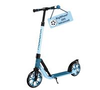 HUDORA BigWheel 205 Advanced Scooter - Azure - Patinete de Aluminio cómodo para hasta 100 kg - Patinete Plegable y Ajustable en Altura - Scooter para niños/Adolescentes y Adultos
