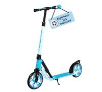 HUDORA BigWheel 205 Advanced Scooter - Azure - Patinete de Aluminio cómodo para hasta 100 kg - Patinete Plegable y Ajustable en Altura - Scooter para niños/Adolescentes y Adultos