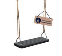 HUDORA Columpio de Tabla Negro - Asiento de Columpio de Goma - Certificado por TÜV Rheinland/GS con Cuerdas Ajustables en Altura - para Niños & Adultos hasta 100 kg