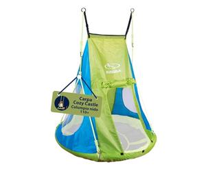 HUDORA Cubierta para Tienda Cosy Castle - Cubierta para Tienda de Columpio HUDORA 90 y 110/120 en Azul/limón - Tienda de Columpio de poliéster para Interiores y Exteriores para niños y Adultos