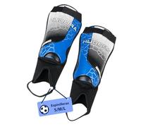 Hudora espinilleras con protección de Tobillo - cómodas espinilleras con Espuma - Protectores de espinilla de fútbol con Tobilleras en Talla S/M/L - Equipo de fútbol para niños y jóvenes