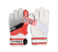 HUDORA Guantes de Portero de fútbol Acolchados, para niños y jóvenes, Talla M, Respaldo de Espuma, Guantes de fútbol con Cierre de Velcro, Color Rojo