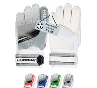 HUDORA Guantes de Portero - Guantes de Portero de fútbol Acolchados para niños y Adolescentes Talla M - Guantes de Portero con Respaldo de Espuma - Guantes de fútbol con Velcro -Gris