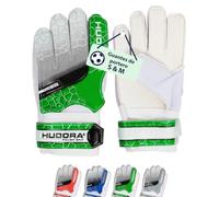 HUDORA Guantes de Portero - Guantes de Portero de fútbol Acolchados para niños y Adolescentes Talla S - Guantes de Portero con Respaldo de Espuma - Guantes de fútbol con Velcro - Verde