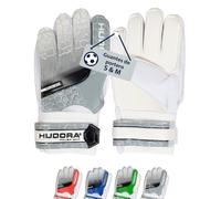 HUDORA Guantes de Portero - Guantes de Portero de fútbol Acolchados para niños y Adolescentes Talla S - Guantes de Portero con Respaldo de Espuma - Guantes de fútbol con Velcro - Gris