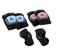 HUDORA Juego de Protectores para niños y Adultos, Talla S, Visibilidad óptima en Patines, Scooter, MTB Gracias a 11 Luces LED, Incluye Coderas, Rodilleras y muñequeras, Negro, S